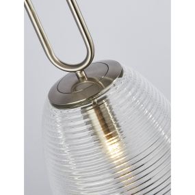 Searchlight Elixir - lampe suspendue - Ø 24 x 130 cm - transparent et nickel satiné