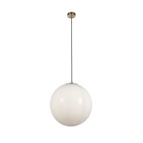 Searchlight Atom II - lampe suspendue - Ø 40 x 120 cm - laiton satiné et opale