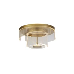 Searchlight Deco - plafonnier - Ø 40 x 20 cm - 30W LED dimmable inclus - or et transparent