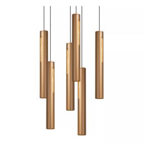 Lucide Griffith - lampe suspendue - Ø 38 x 236,5 cm - 6 x 7,6W LED dimmable inclus - bronze