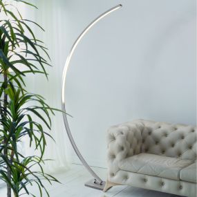 Searchlight Colton - lampadaire - 169 cm - 24W LED dimmable inclus - argent satiné