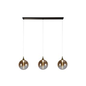 Searchlight Alchemy - lampe suspendue - 68 x 150 cm - 13W LED dimmable inclus - noir, or et ambre