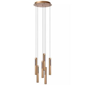 Lucide Griffith - lampe suspendue - Ø 38 x 236,5 cm - 6 x 7,6W LED dimmable inclus - bronze