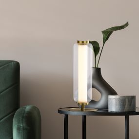 Searchlight Mod - lampe à poser - Ø 13 x 32 cm - 8W LED inclus - laiton satiné
