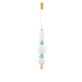 Nova Luce Obrie - lampe suspendue - Ø 20 x 215 cm - 27W LED inclus - laiton doré, orange et bleu