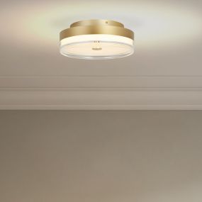 Searchlight Cyprus - plafonnier - Ø 30 x 11 cm - 21W LED dimmable inclus - doré et transparent
