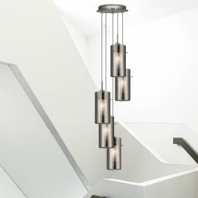 Searchlight Duo 2 - lampe suspendue - Ø 28 x 120 cm - verre fumé et dépoli