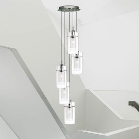 Searchlight Duo 1 - lampe suspendue - Ø 28 x 120 cm - chrome et transparent