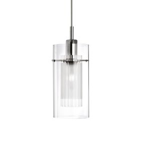 Searchlight Duo 1 - lampe suspendue - Ø 13 x 100 cm - chrome et verre glacé