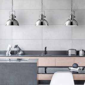 Searchlight Industrial Pendants - lampe suspendue - Ø 39 x 150 cm - chrome
