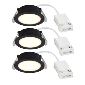 Nordlux Olea 3-Kit - spot encastré - Ø 85 mm, Ø 68 mm taille d'encastrement - 4,4W LED inclus - IP65 - noir