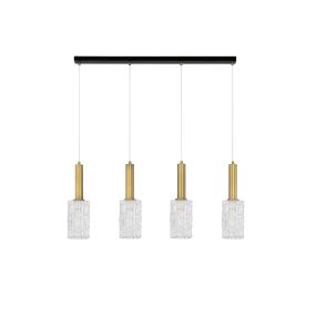 Nova Luce Certa - lampe suspendue - 90 x 120 x 12,5 cm - verre transparent, laiton doré et noir