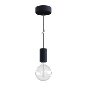 Creative Cables Eiva - suspension extérieure avec fixation plafond en silicone - Ø 12,5 x 164,5 cm - IP65 - noir charbon