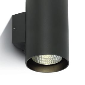 ONE Light Outdoor Wall Cylinders High Power - applique murale extérieure - 14 x 18 x 30 cm - 2 x 20W LED dimmable inclus - IP65 - anthracite - couleur de lumière blanche