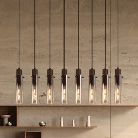 Searchlight Sweden II - lampe suspendue - 110 x 120 cm - moka et ambre