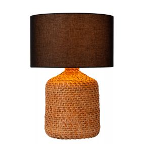 Lucide Arrah - lampe à poser - Ø 35 x 50 cm - noir et marron clair