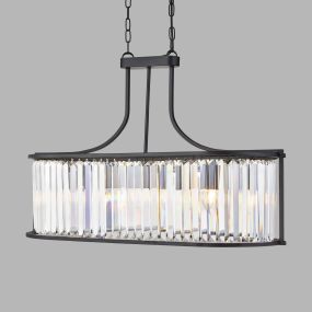 Searchlight Victoria - lampe suspendue - 78 x 30 x 150 cm - noir mat et transparent