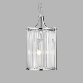 Searchlight Victoria - lampe suspendue - Ø 26 x 150 cm - chrome et transparent