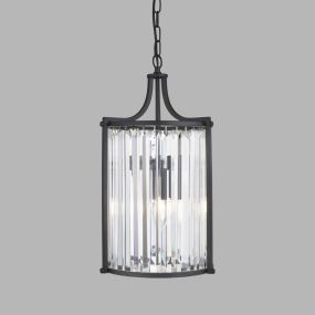 Searchlight Victoria - lampe suspendue - Ø 26 x 150 cm - noir mat et transparent