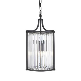 Searchlight Victoria - lampe suspendue - Ø 26 x 150 cm - noir mat et transparent