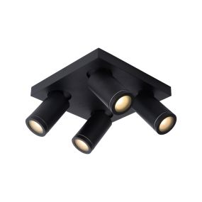 Lucide Taylor - spot en saillie 4L - 24 x 24 x 12,5 cm - 4 x 5W LED dimmable inclus - dim to warm - IP44 - noir