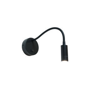 Artdelight Flexi - applique murale avec interrupteur - Ø 10 x 38 cm - 3W LED inclus - noir
