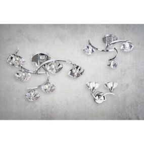 Searchlight Sculptured Ice II - applique murale avec interrupteur à tirette - 27 x 18 cm - chrome