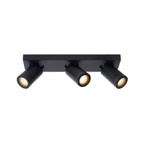 Lucide Taylor - spot en saillie 3L - 38 x 10 x 12,5 cm - 3 x 5W LED dimmable inclus - dim to warm - IP44 - noir