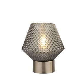 Searchlight Avia - lampe à poser - Ø 15 x 18 cm - verre fumé et noir