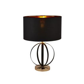 Searchlight - lampe à poser - Ø 38 x 58 cm - noir et or