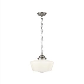Searchlight School House - lampe suspendue - Ø 30 x 120 cm - IP44 - argent satiné