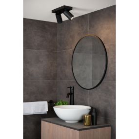 Lucide Taylor - spot en saillie 2L - 24 x 10 x 12,5 cm - 2 x 5W LED dimmable inclus - dim to warm - IP44 - noir