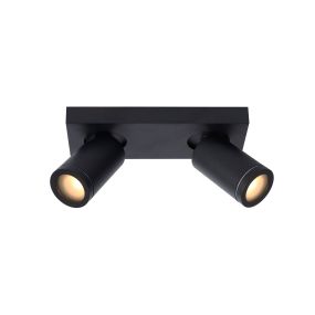 Lucide Taylor - spot en saillie 2L - 24 x 10 x 12,5 cm - 2 x 5W LED dimmable inclus - dim to warm - IP44 - noir