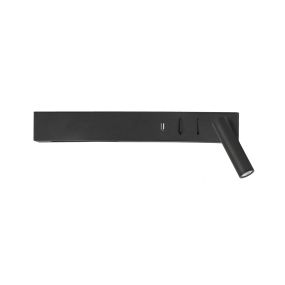 Nova Luce Vida - applique murale avec interrupteur et chargeur USB - 35 x 10 x 8 cm - 5W + 3W LED inclus - noir sable