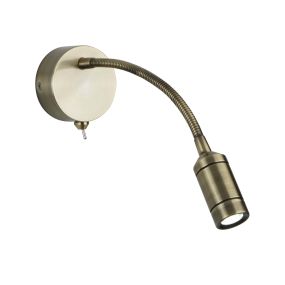 Searchlight LED Adjustable Wall Lights - applique murale avec interrupteur - 7 x 24 cm - 1W LED inclus - laiton antique