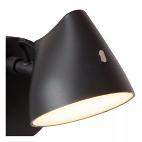 Lucide Milne - applique murale - Ø 10 x 16,5 cm - 6W LED dimmable inclus - noir