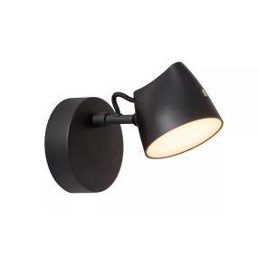 Lucide Milne - applique murale - Ø 10 x 16,5 cm - 6W LED dimmable inclus - noir