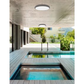 Nova Luce Tommy - plafonnier d'extérieur - Ø 32 x 6 cm - 30W LED inclus - IP54 - gris foncé et blanc