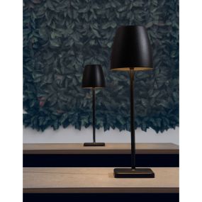 Nova Luce Colt - lampe de table extérieure à piles - Ø 11 x 38 cm - 1W LED dimmable inclus - IP44 - noir sable