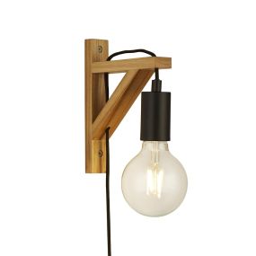 Searchlight Woody - lampe murale à brancher - 4,3 x 20 cm - noir et marron