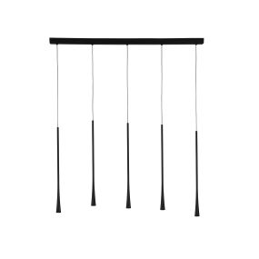 Nova Luce Goccio - lampe suspendue - 110 x 4,5 x 160 cm - 5 x 7W LED inclus - noir