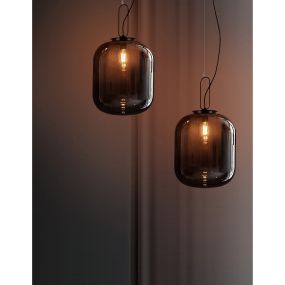Nova Luce Hunter - lampe suspendue - Ø 25 x 130 cm - verre fumé