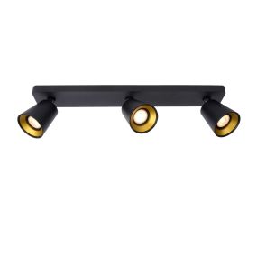 Lucide Turnon - plafonnier - 9 x 53 x 12,3 cm - 3 x 5W LED inclus - dim to warm - noir