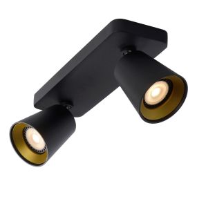 Lucide Turnon - plafonnier - 9 x 31 x 12,3 cm - 2 x 5W LED inclus - dim to warm - noir