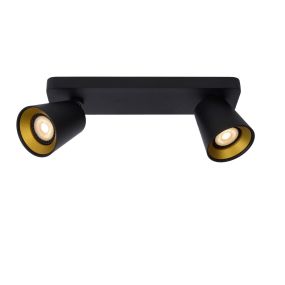 Lucide Turnon - plafonnier - 9 x 31 x 12,3 cm - 2 x 5W LED inclus - dim to warm - noir