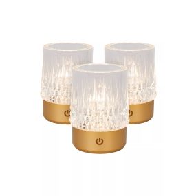 Lucide Lili - set de 3 lampes de table rechargeables - Ø 8 x 10,3 cm - 3W dimmable LED inclus - gold