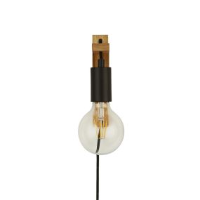 Searchlight Woody - lampe murale à brancher - 4,3 x 20 cm - noir et marron
