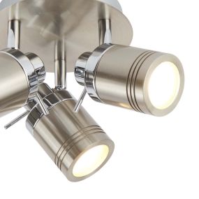 Projecteur Samson - projecteur de surface 3L - Ø 28 x 16 cm - IP44 - argent satiné