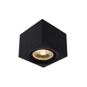 Lucide Fedler - spot en saillie - 12 x 12 x 8,5 cm - 12W LED dimmable inclus - dim to warm - noir