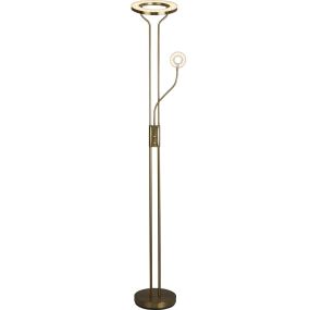 Searchlight Mother & Child - lampadaire avec liseuse - Ø28 x 193 cm - 25,5W + 5W LED dimmable inclus - laiton satiné